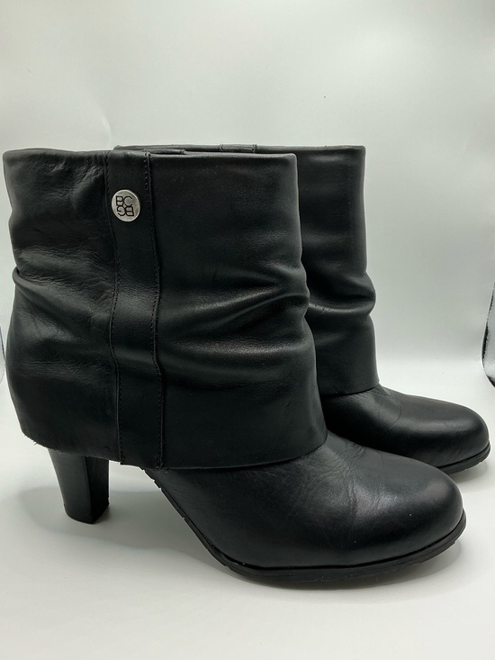 BCBG Shoes - BCBG Paris Cinelia Black Leather Fold Over Cuff Ankle Boots Woman Size 7.5